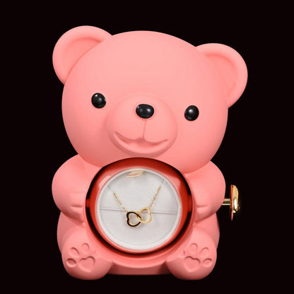 Eternal Rose Bear W /Engraved Necklace