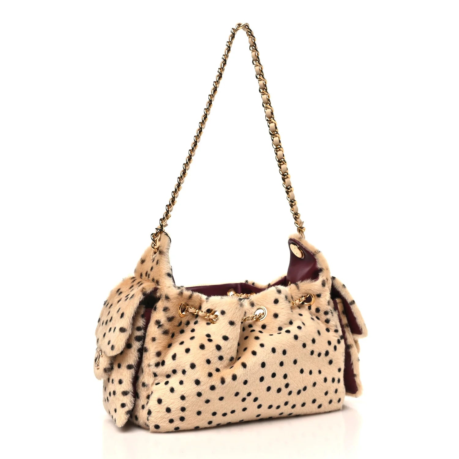 Pony Hair Mini 25 Handbag Beige Black